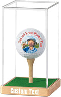 Custom Golf Ball Display Case – Single Golf Ball Holder Stand with Clear Acrylic Cover, Wood Base & Grass Pad – Hole-in-One Golf Gift for Men, Dad, Coach, Golfer (Customized, 4.9x3x2.9 inch)
