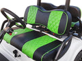 Huskey 4PCS Golf Cart Front/Rear Seat Covers for Club Car Precedent 2004+ G&E Models Custom Two-Tone Black/Limegreen Diamond Stitching with Limegreen Piping,Marine Grade Vinyl Material