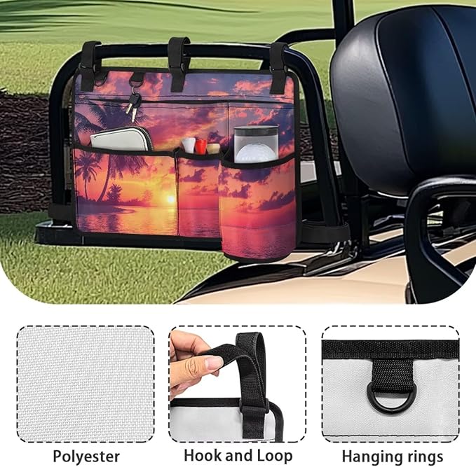 Fashion Golf Cart Rear Seat Organizer Lightweight Storage Bag Accessories for Club Car, Wheelchair and Walker