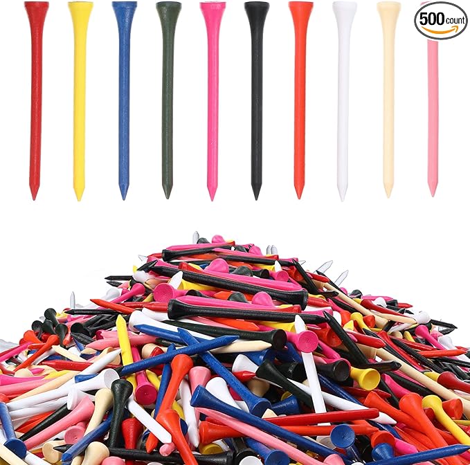 Vinsot Wood Golf Tees Bulk 3-1/4 Inch Unbreakable Long Colored Tall Golf Tees for Men Women Kids Balls Game