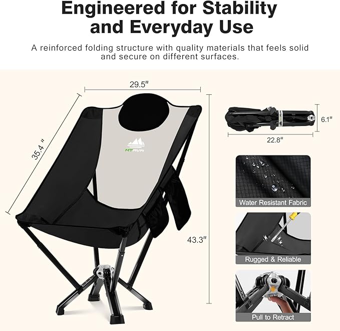 High-Back Folding Chair for Indoor & Outdoor Use — Comfortable Full Back Support for Long Sitting, Stable Aluminum Frame, Easy Setup, Portable Chair for Home, Camping, RV & Relaxation