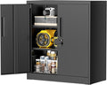 Greenvelly Metal Garage Cabinet, 36" H Locking Metal Storage Cabinet with 2 Doors and Adjustable Shelves, Black Steel File cabinets for Home Office, Garage and Utility Room (32" W x 16" D)