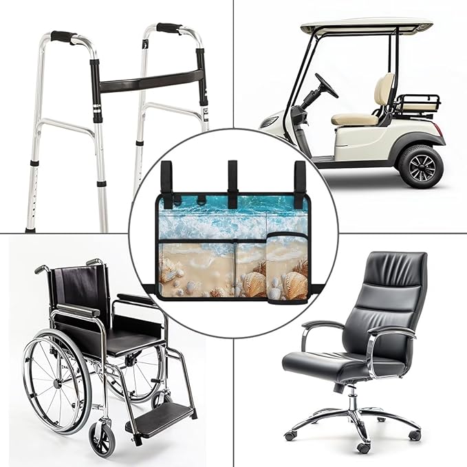 Beach Golf Cart Rear Seat Organizer Foldable Storage Bag for Club Car, Wheelchair and Walker