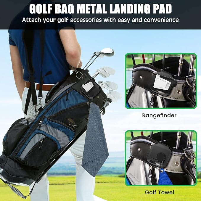 3Pcs Golf Magnetic Landing Pad, Magnetic Golf Towels, Magnetic Rangefinder Strap, Magnetic Golf Bag Accessories for Men or Women, Golf Gifts for Golfing-Essential
