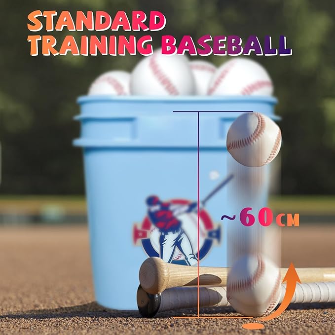 12 Pack Standard Size T-Ball Training Baseballs - Soft Rubber Core Safety Balls for Youth & High School Teams | Durable Faux Leather Cover, Reduced Impact for Batting, Fielding, Pitching Practice