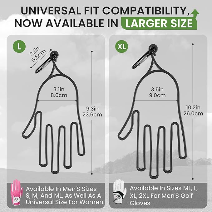 FINGER TEN Golf Gloves Stretcher Holder Hanger Keeper Dryer Shaper Tool Accessories Durable Glove Support Frame Guardian Hook to Bag Gifts for Men Women Golfer
