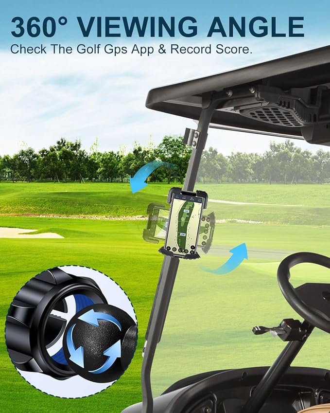 Magnetic Golf Cart Phone Holder Mount with Vibration Dampener & Ultra-Strength Neodymium N52 Magnets for EZGO/Club Car/Yamaha/ICON, Golf Cart Phone Caddy for iPhone/Galaxy/Google Pixel