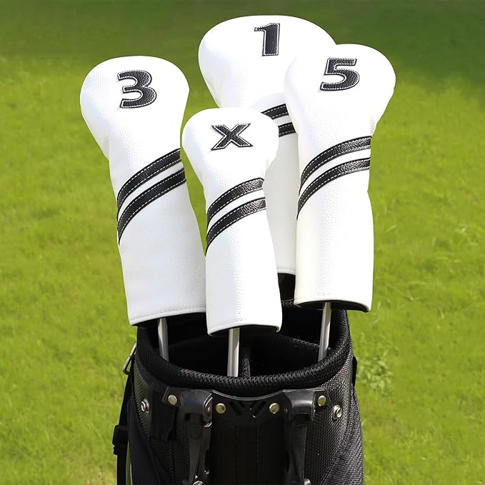 5Pcs Golf Head Covers Set for Driver, Fairway, Hybrid & Mallet Putter Cover with Magnetic Closure