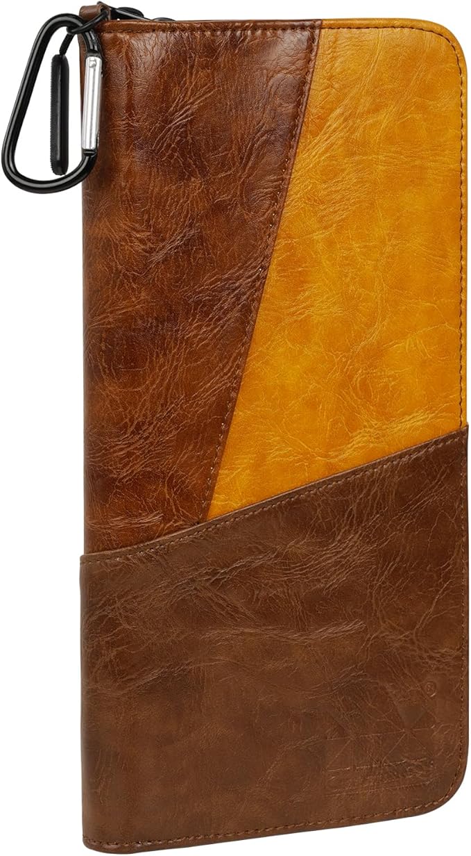 CRAFTSMAN GOLF Synthetic Leather Glove Keeper Stash Holder Stylish Light Brown and Brown Spliced Design Golf Glove Pouch Wallet