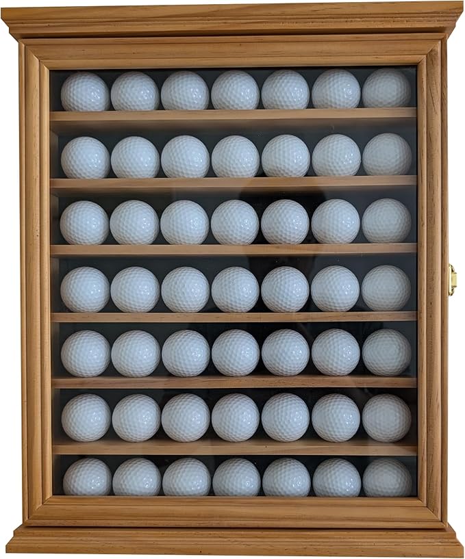 Premium 'Hole in One' Golf Ball Display Case - Exceptional Craftsmanship, Elegant Home Decoration, and Ideal Gift for Golf Enthusiasts Natural Color