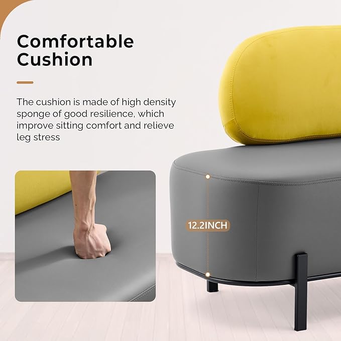 OmySalon Waiting Room Bench with Back, 55.1" Office Guest Chair, Faux Leather Upholstered Reception Seating, Lobby Bench for Beauty Salon Barbershop Airport Bank Hall Room Conference