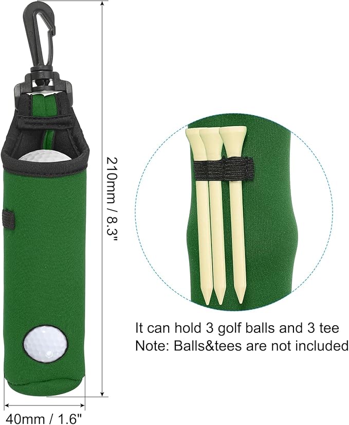 PATIKIL Golf Ball Carry Bag Golf Tee Holder Pouch Portable Neoprene Golf Ball Holder with Clip for Men and Women