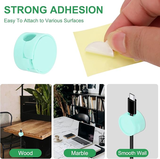 PATIKIL Cable Organizer Holder, 3 Pcs Magnetic Spring Desk Cable Management Clips Adhesive Cord Holder Keeper for Office Desktop Wall Car, Blue