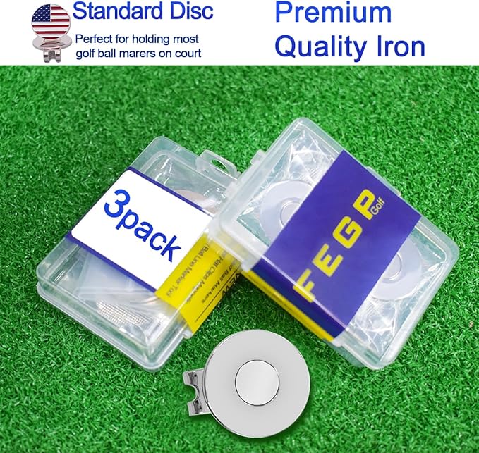 3 Pack or 6 Pack - Golf Hat Clips Magnetic Golf Ball Marker Holders for Golf Hats Caps Pants Gloves Bags Visors Belts Nickel-Plated Alloy Clips for Metal Golf Ball Markers (Ball Marker Not Included)