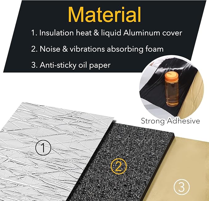 Sound Deadener for Car, Auto Deadening Foam Material Mat, Audio Dampening and Heat Insulation, 394 mil 13.1sqft