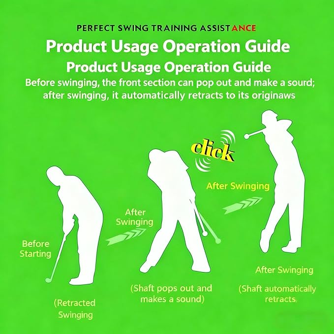 Retractable Golf Swing Training Aid,Right-Handed Golf Swing Trainer, Golf Grip Trainer with Click Feedback, Golf Stick for Practice Correction Indoor Outdoor Hitting (Blue, Right-Handed)