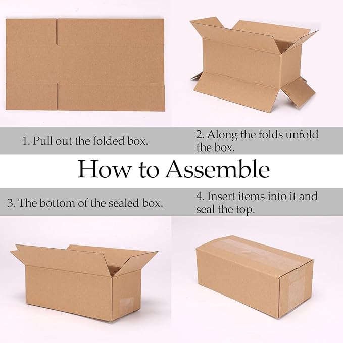 7x5x4 Shipping Boxes Set of 40, Brown Kraft Corrugated Cardboard Boxes Mailers for Small Bussiness Packaging