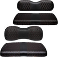 Golf Cart Seat Covers Front and Rear for Yamaha G29/Drive/Drive 2 2007+ Standard Seat Cushion, EZGO Vinyl Leather Seat Cover Set Replacement Accessories, No Staples, Black(4 PCS)