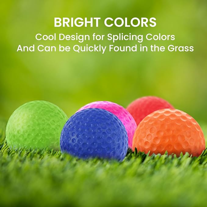 FINGER TEN Golf Practice Balls Foam Colored Value 12 24 50 Pack, Lightweight Golf Ball Limited Flight for Indoor Outdoor Driving Range Backyard Training Safe Practice Good Value
