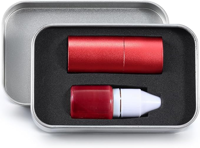 Golf Ball Stamp Personalized Marker - Premium Metal Custom Golf Ball Stamp - Quick-Dry Ink Monogram Identifier - Unique Golfing Accessories Gifts for Men Dad (Mental-Red-2)
