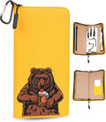 Golf Glove Holder Case for Accessories Portable Golfer Gifts for Men & Women Caddy Organizer Case with Storage Slots for Cards, Tees & Ball Markers Embroidered Beer Bear