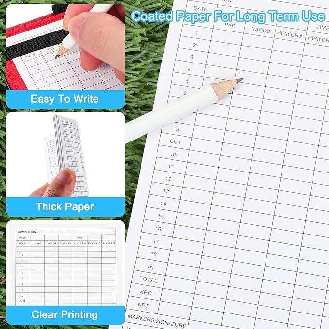 PATIKIL Golf Score Sheet, 40 Sheets 6 x 3.9 Inch Golf Scorecard Record Score Keeper Card for Tracking Score Record Tools Outdoor Golf Club Accessories, White