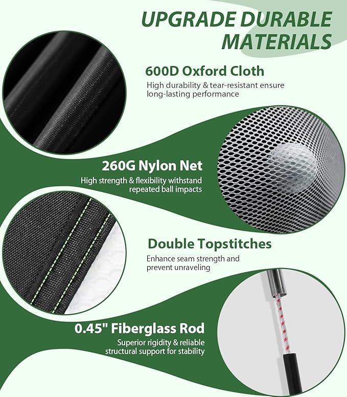 Golf Net, 10x7ft Golf Hitting Aid with Foldable Tri-Turf Mat, Designed for Outdoor & Indoor Use, Practice Nets for Backyard Driving Real Balls, Ideal Gifts for Men Dad Husband & Golfers