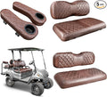 NOKINS Golf Cart Seat Covers for YAMAHA/G29/Drive2, Vinyl Front&Rear Seat Cover with Flip-Up Armrests kit, with Cup Holder, for 1" Square Tube (Brown&Brown 8438)