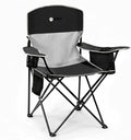Portable Outdoor Folding Chair with Cup Holder & Cooler Bag - Breathable Mesh, Wide Armrests, Ergonomic Design for Camping, Beach, Backyard - Includes Storage Bag & Bottle Opener (Black/Green/Red)