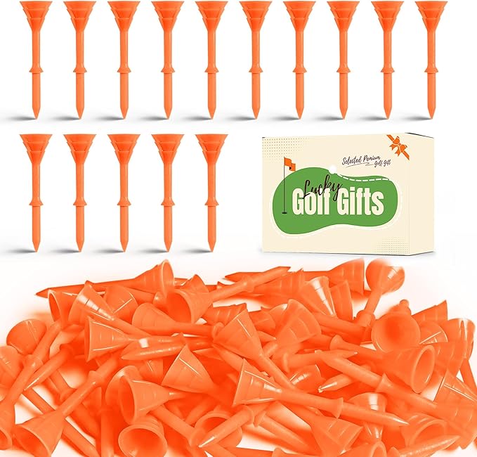 FINGER TEN Unbreakable Golf Tees Plastic 3 1/4 inch Value 50/100 Pack, Low Friction & Low Ball Spin Long Tees to Improve Distance & Accuracy, Durable Tees with Assorted Colors to Practice