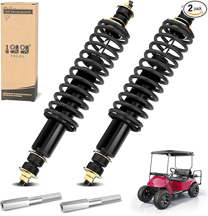 10L0L Heavy Duty Coil Springs Front/Rear Shock Absorber Kit for EZGO TXT, Medalist 1994-up Gas or Electric Golf Cart, OEM# 70928-G01 70630-G01 76418-G01 (Black)