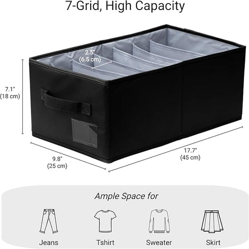 2 Pack Large Wardrobe Closet Organizer - Drawer Organizer Clothes, Efficient Sweatshirt Organizer for Closet, Versatile Closet Organizers and Storage (Black, 17.7" L x 9.8" W x 7.1" H)