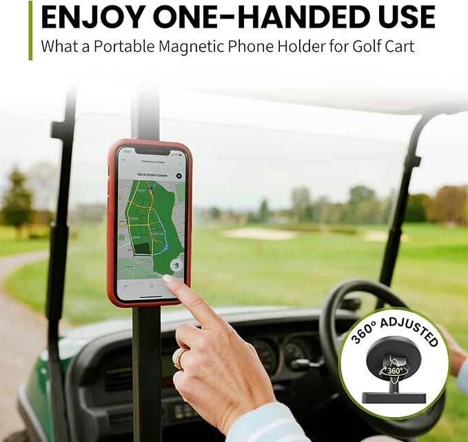 Golf Cart Phone Holder Magnetic Phone Mount Compatible with MagSafe Ultra Strength Magnet Golf Cart Accessories Gift for Friend