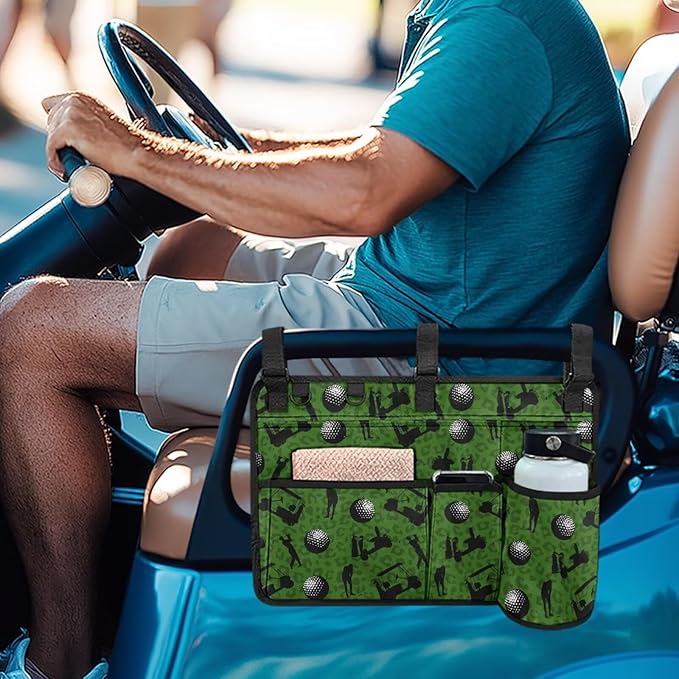 Golf Ball Golf Cart Rear Seat Organizer Universal No Drilling Storage Bag Lightweight Accessories