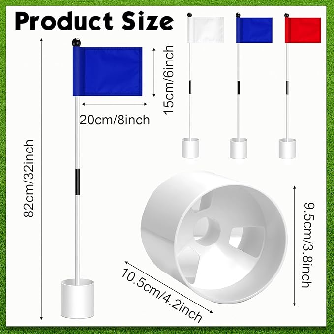 Hungdao 3 Set Golf Flagstick Mini Putting Green Flag for Yard Golf Pin Hole Cup and Flag Set Portable Practice Putting Green Flagsticks for Driving Range Backyard Gift Idea (Cute,Assorted)