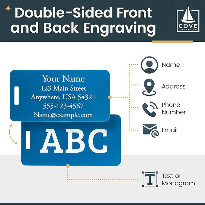 Two Custom Engraved Aluminum Luggage Tags (Green)
