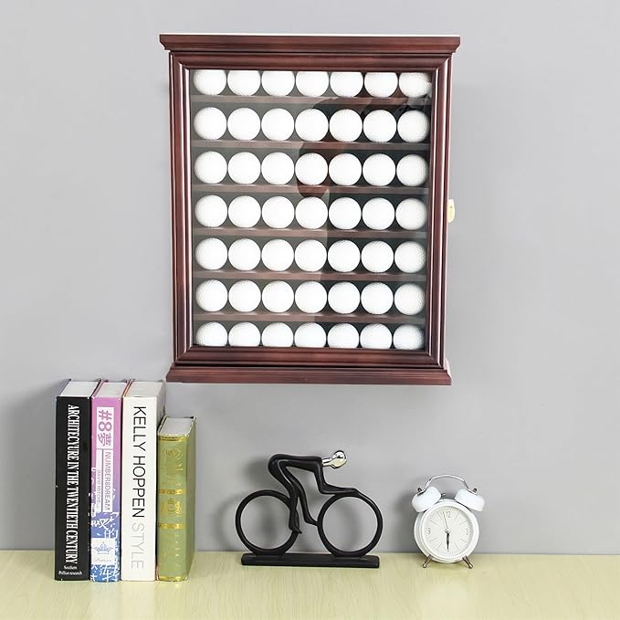 ARRRAWIS Premium Golf Ball Display Case - Wall Mounted Hole in One Golf Ball Holder Display, Ideal for Golf Enthusiasts - Spacious Secure, Exceptional Craftsmanship Walnut Color