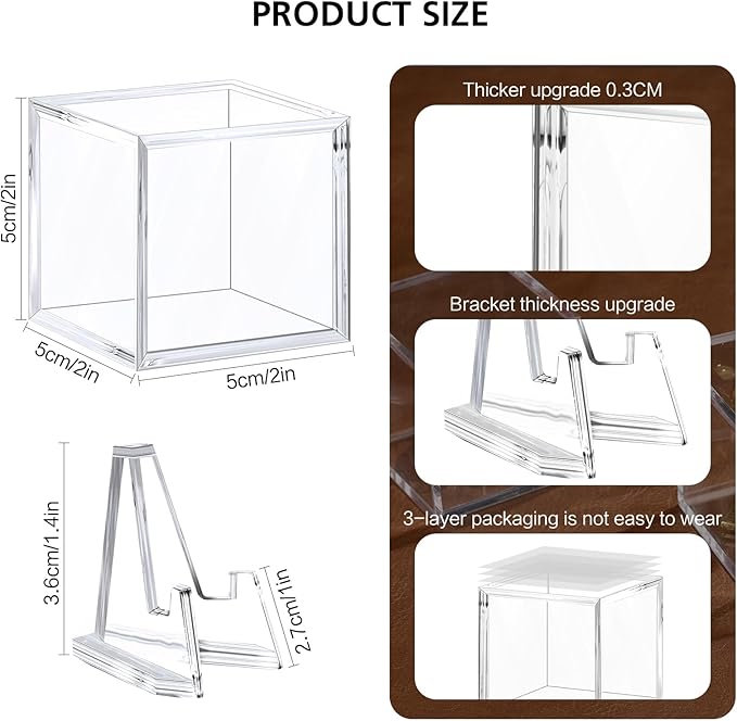 Championship Ring Display Case, Acrylic Display Box and Holder for Super Bowl, Championship, and Baseball Rings, for Collectors and Enthusiasts, 2pcs