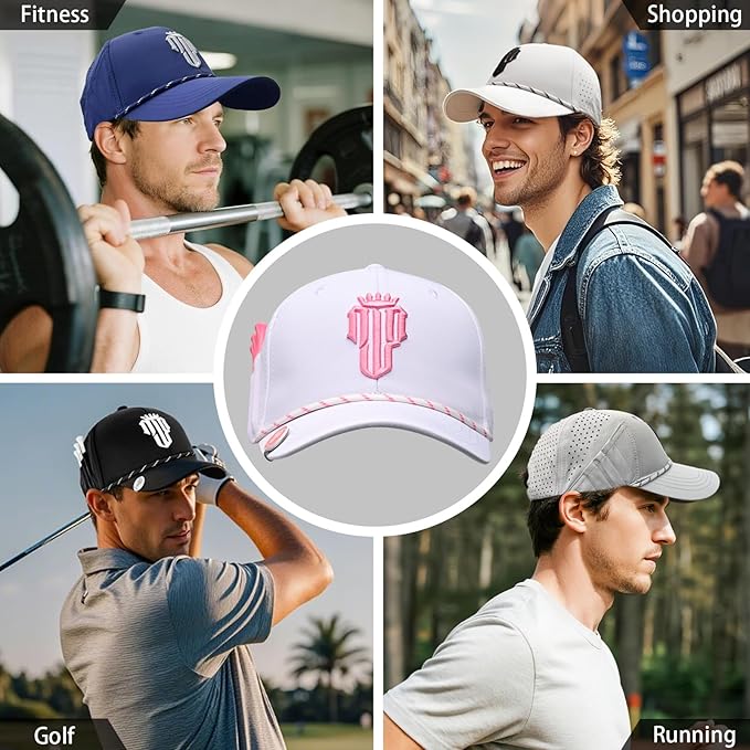 NJF Golf™ Hat Men - Breathable Mens Golf Hats, Adjustable Rope Snapback Cap, Convenient Cap with Tee Holder