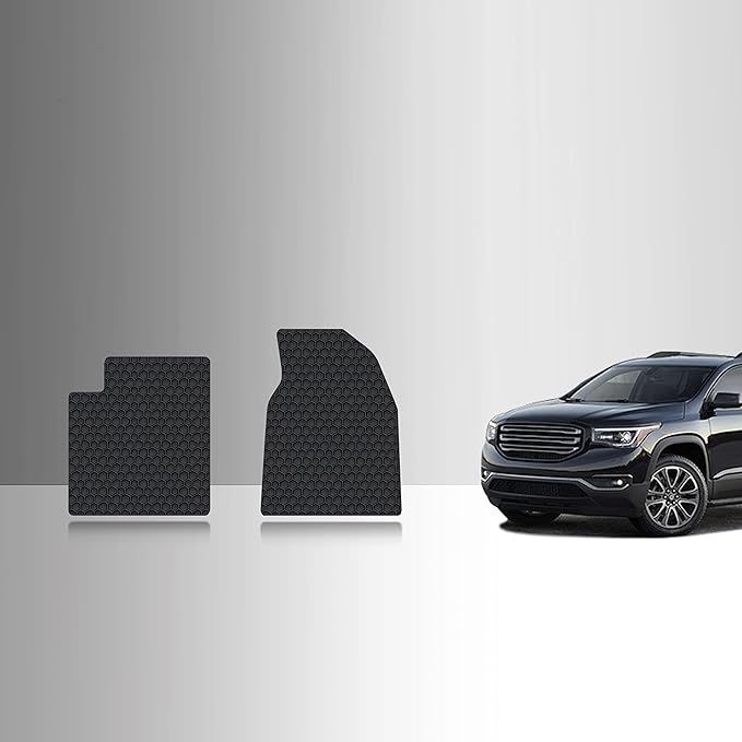 TOUGHPRO Floor Mats Accessories (Front Row Set) for GMC Acadia (2nd Row Bench Seats) All Weather Heavy Duty Black Rubber 2007 2008 2009 2010 2011 2012 2013 2014 2015 2016