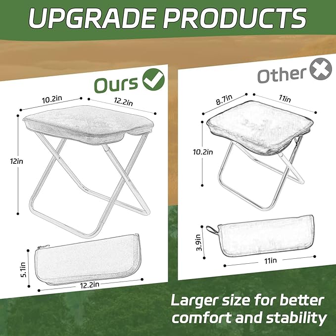 Collapsible Stool 2 Pack, Portable Chair, Lightweight Portable Stool for Adults, Portable Chairs for Adults, Holds Up to 220LBS, Ideal for Camping, Hiking, Outdoors, and Events