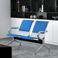 Kinfant 2-Seat PU Leather Waiting Room Bench – Blue Reception Chair for Office, Hospital, Bank, Salon, Airport