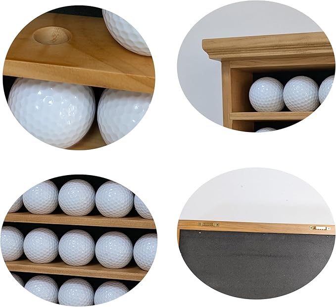 ARRRAWIS Premium Golf Ball Display Case - Wall Mounted Hole in One Golf Ball Holder Display, Ideal for Golf Enthusiasts - Spacious Secure, Exceptional Craftsmanship Walnut Color