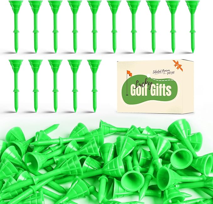 FINGER TEN Unbreakable Golf Tees Plastic 3 1/4 inch Value 50/100 Pack, Low Friction & Low Ball Spin Long Tees to Improve Distance & Accuracy, Durable Tees with Assorted Colors to Practice