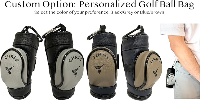 Golf Gifts for Men and Women, Personalized Premium Mini Ball Bag, Holds 3 Balls & Tees. Perfect for Golf Lovers, Optional Kit.