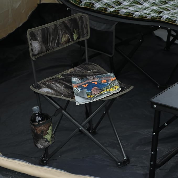 REDCAMP Tripod Hunting Chair for Blinds, Folding Lightweight Portable Fishing Chair for Adults Hunting Stools with Backrest, Golf Chairs for Spectators, Camo
