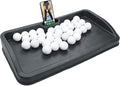 Heavy Duty Golf Ball Tray - with Cell Phone Holder Record Golf Swing - 100 Ball Capacity - High Impact Rubber Golf Tray Compatible with All Hitting Mats