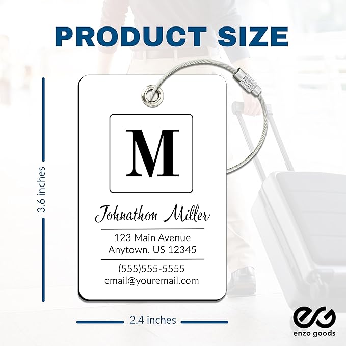 Personalized Luggage Tag | Custom Luggage Tags for Suitcases | Kids Backpack Tag | 10 Color Options & Choose Font, Font Color