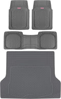 Motor Trend FlexTough™ Deep Dish Plus Rubber Car Floor Mats with Trunk Mat Cargo Liner, Front & Rear Combo Set fits Most Car SUV Van Coupe Sedan, Heavy Duty All Weather Trim to Fit