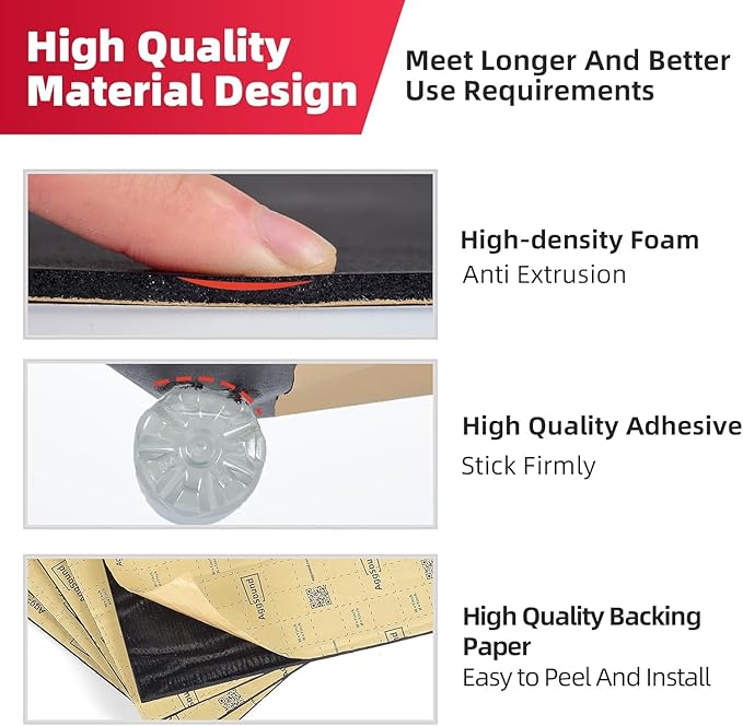 Sound Deadening Mat 1/4inch(7 mm) 107.64sqft - Closed Cell Foam Car Sound Deadening Material - Self-Adhesive Hood Insulation Heat Shield Auto Sound Dampening